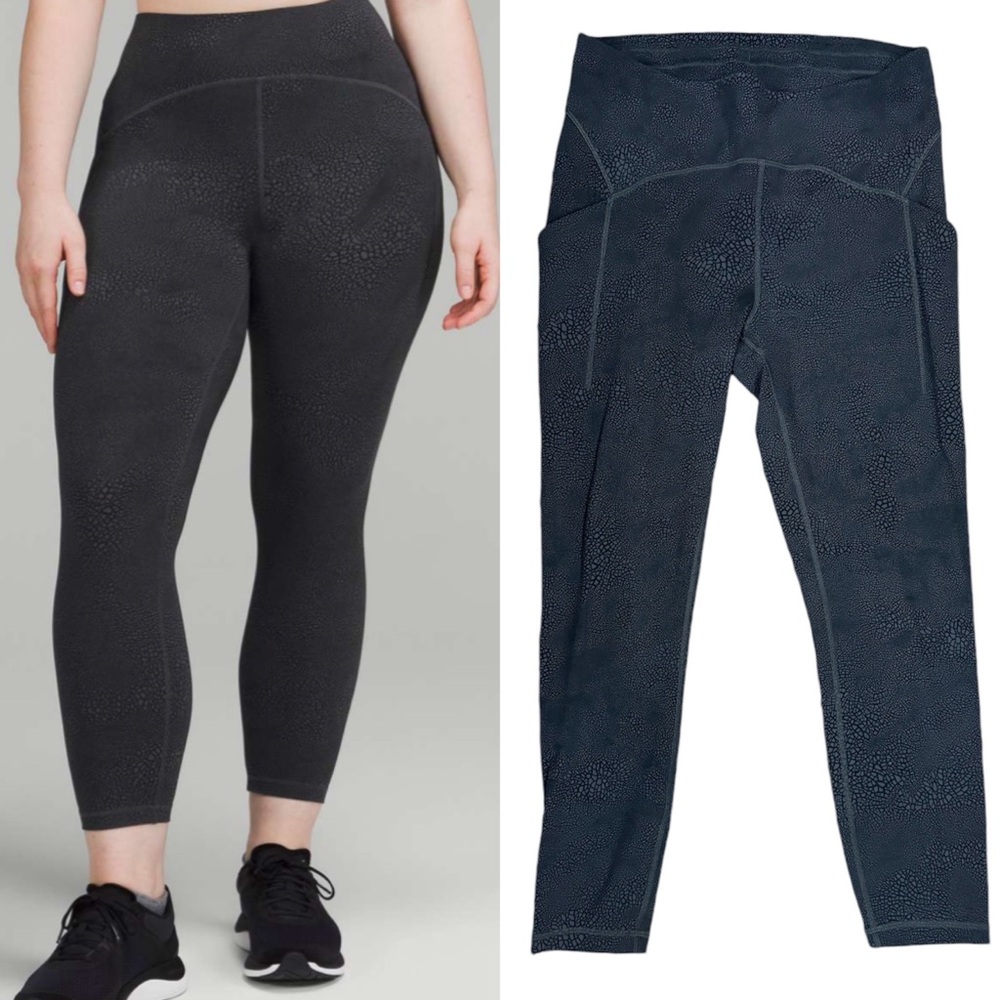 Lululemon Power Thru High-Rise Tight 25’ Crackle Glaze Coal Black